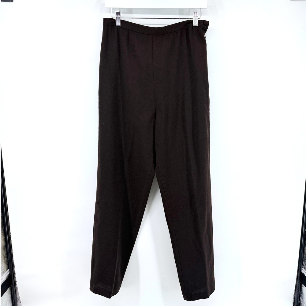 Eileen Fisher Pants Tapered Crepe Large Brown Womens Minimalist Career Chic